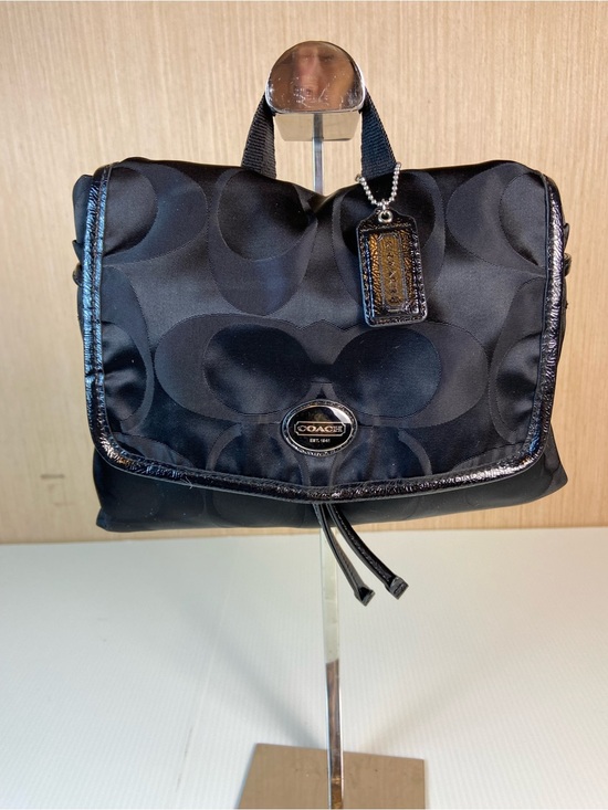 Coach Black Tonal Signature Nylon Backpack Drawstring Flap Bag F77350 main image 12